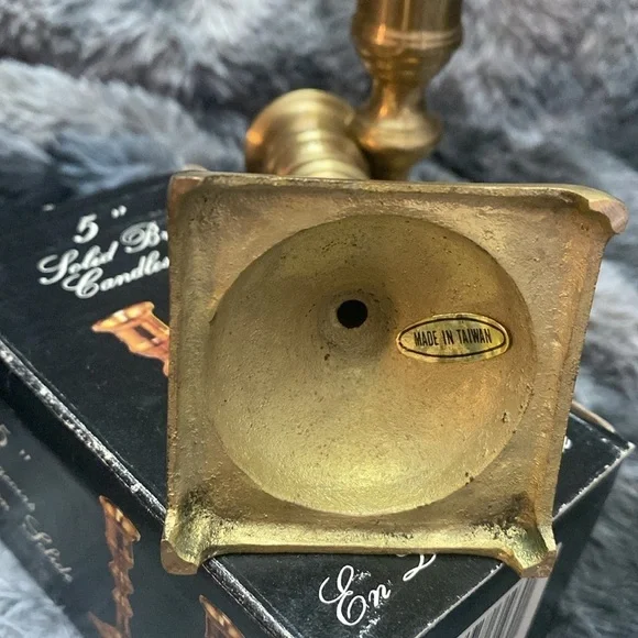 NIB Vintage Brass Candlestick 5” Candle Holders - Picture 5 of 16